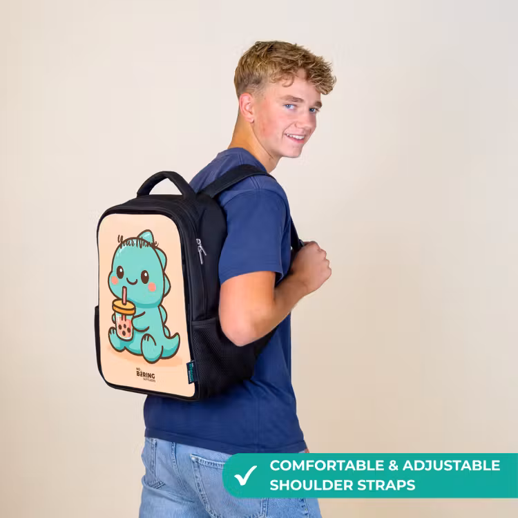 Kids backpack - Black - Kawai - Dino - Bubbletea — 11