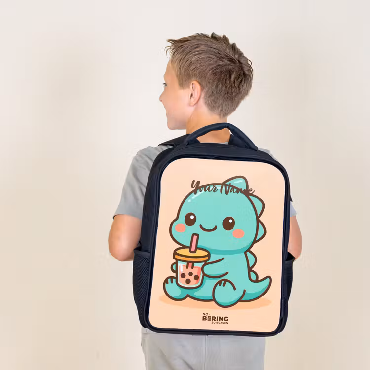 Kids backpack - Black - Kawai - Dino - Bubbletea — 2