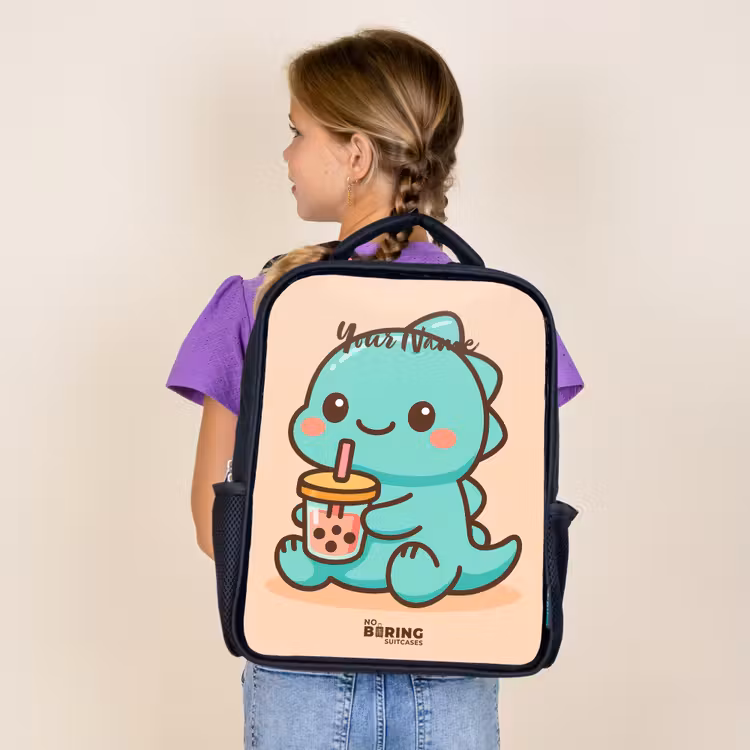 Kids backpack - Black - Kawai - Dino - Bubbletea — 4