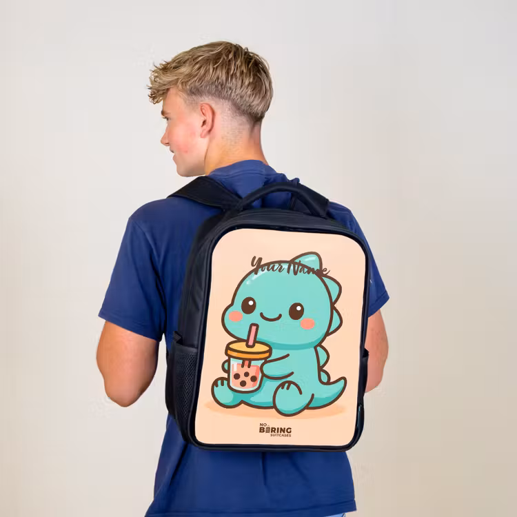 Kids backpack - Black - Kawai - Dino - Bubbletea — 5