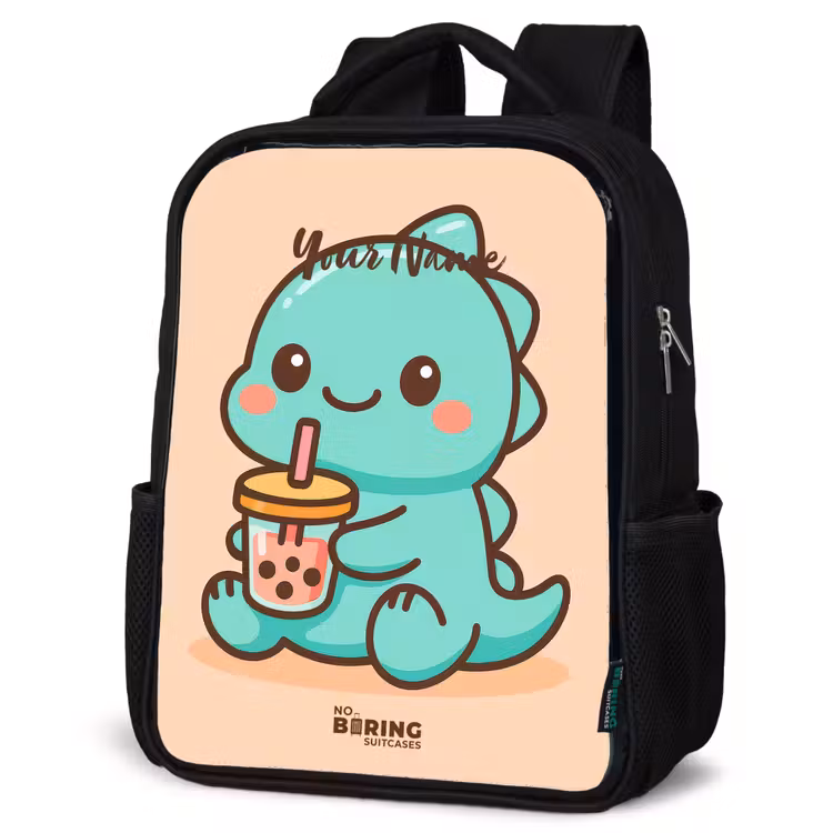 Kids backpack - Black - Kawai - Dino - Bubbletea — 6