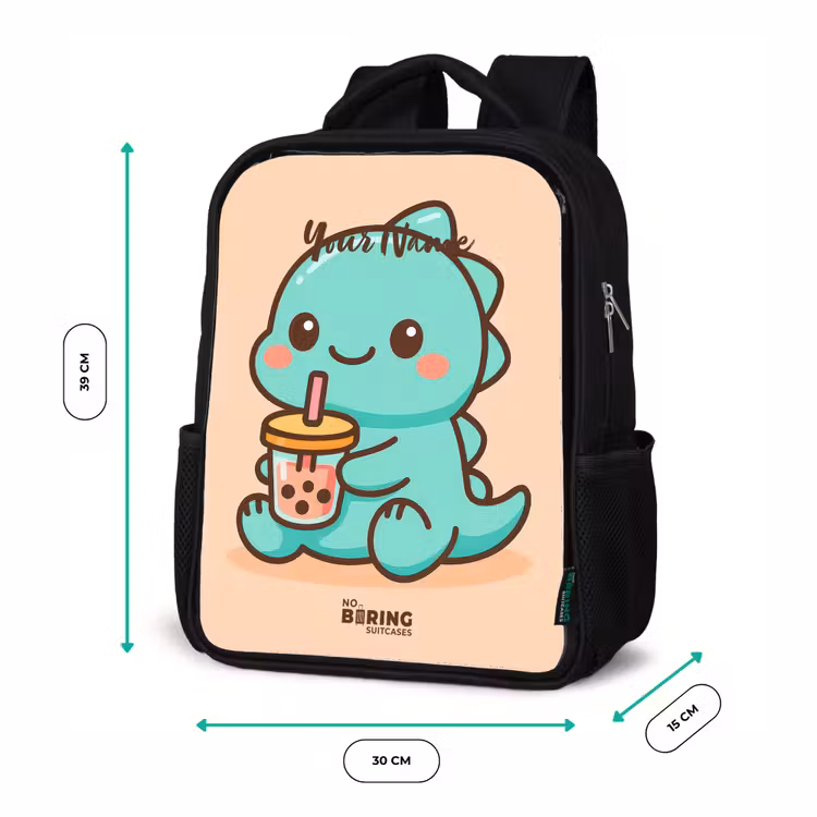 Kids backpack - Black - Kawai - Dino - Bubbletea — 8