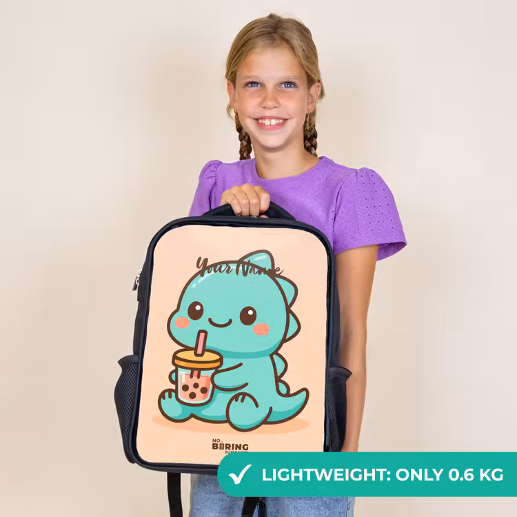 Kids backpack - Black - Kawai - Dino - Bubbletea — 9