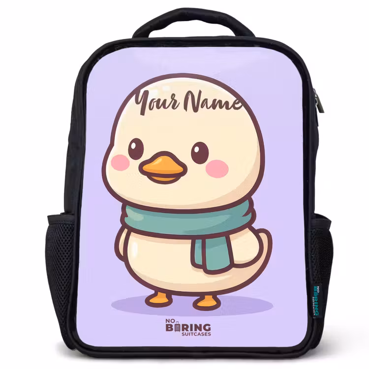 Kids backpack - Black - Kawai - Duck - Scarf — 1