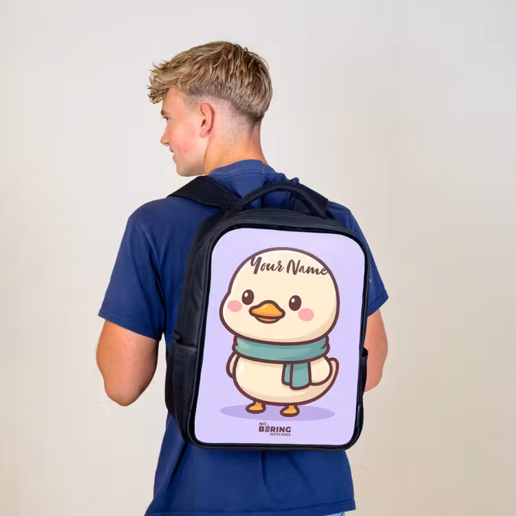 Kids backpack - Black - Kawai - Duck - Scarf — 5