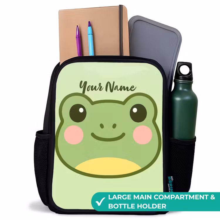 Kids backpack - Black - Kawai - Frog - Green — 10