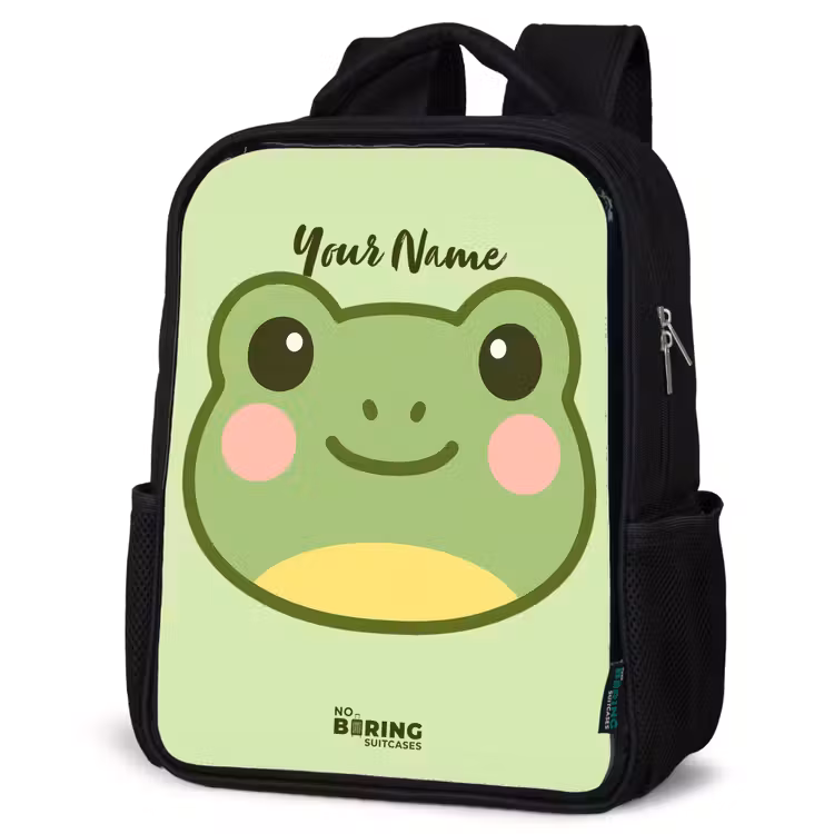 Kids backpack - Black - Kawai - Frog - Green — 6