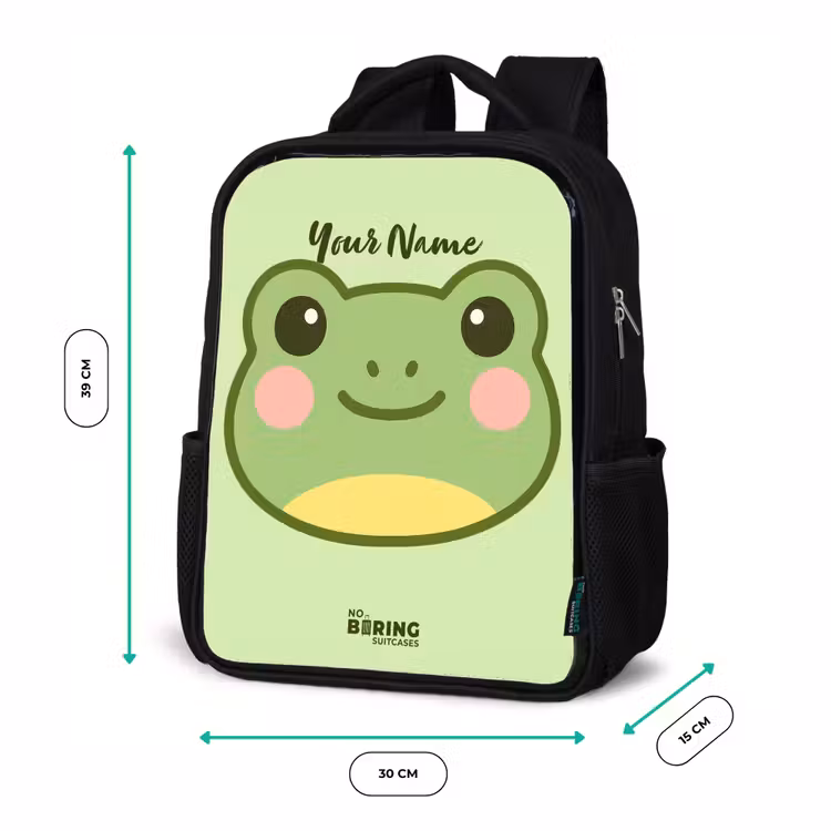 Kids backpack - Black - Kawai - Frog - Green — 8