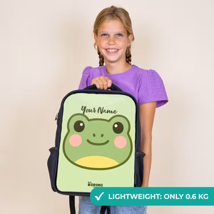 Kids backpack - Black - Kawai - Frog - Green — 9