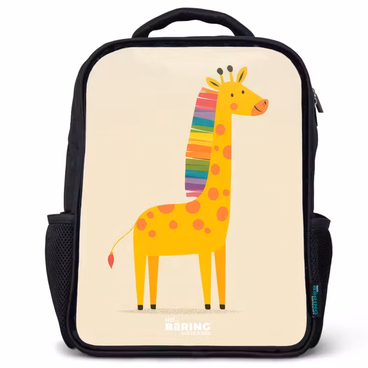 Kids backpack - Black - Giraffe - Animal - Colorful — 1
