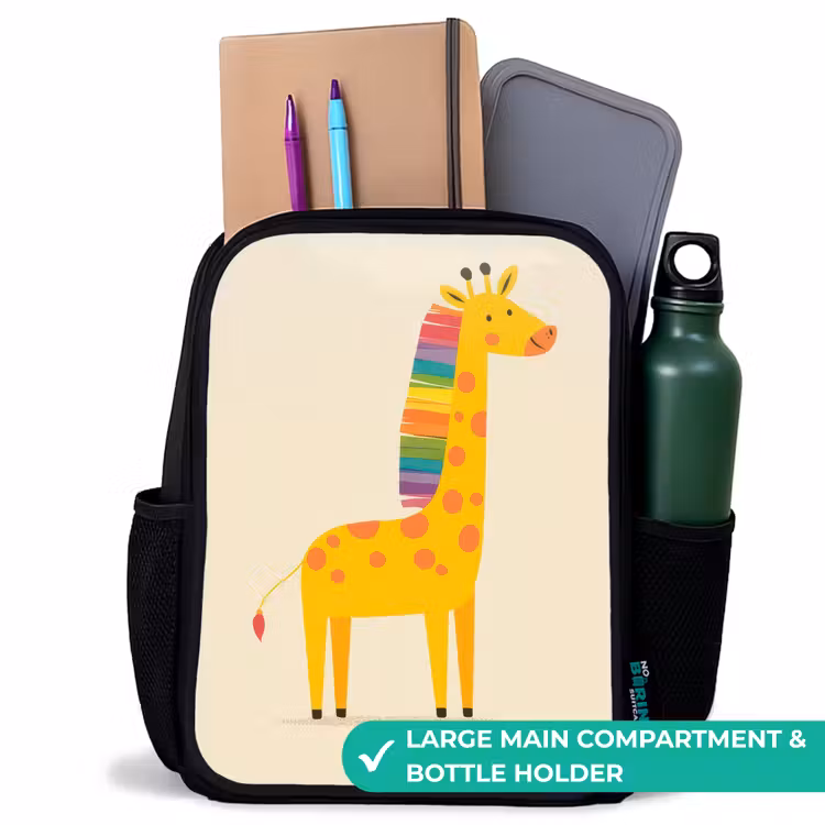 Kids backpack - Black - Giraffe - Animal - Colorful — 10
