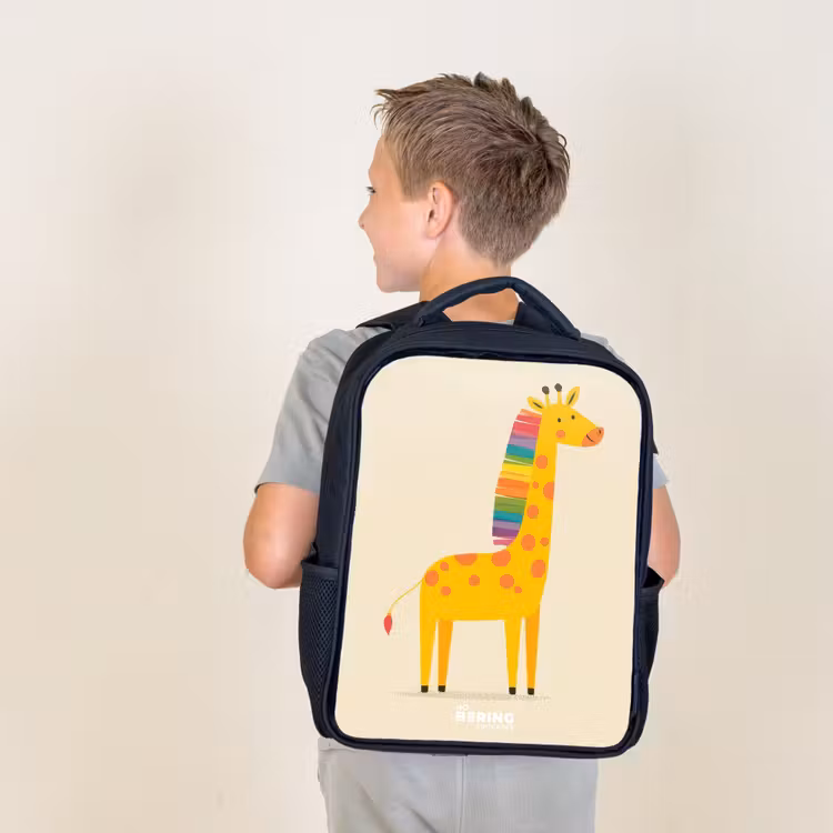 Kids backpack - Black - Giraffe - Animal - Colorful — 2
