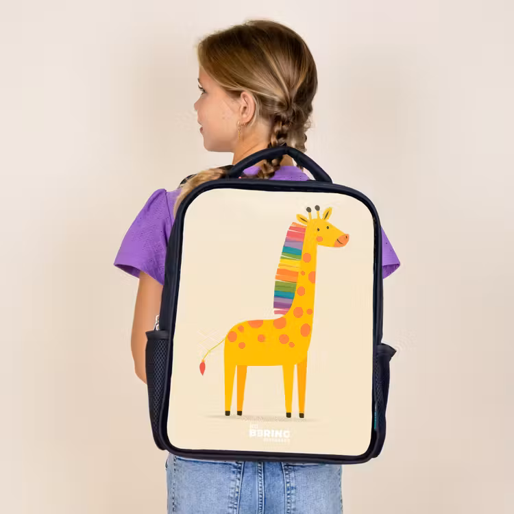 Kids backpack - Black - Giraffe - Animal - Colorful — 4