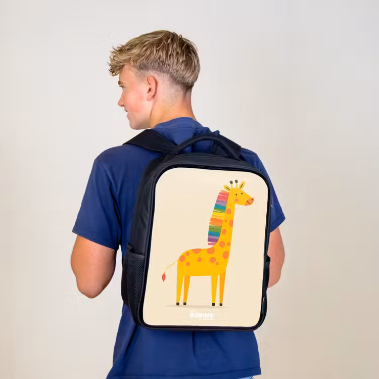 Kids backpack - Black - Giraffe - Animal - Colorful — 5