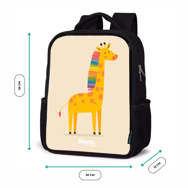 Kids backpack - Black - Giraffe - Animal - Colorful — 8