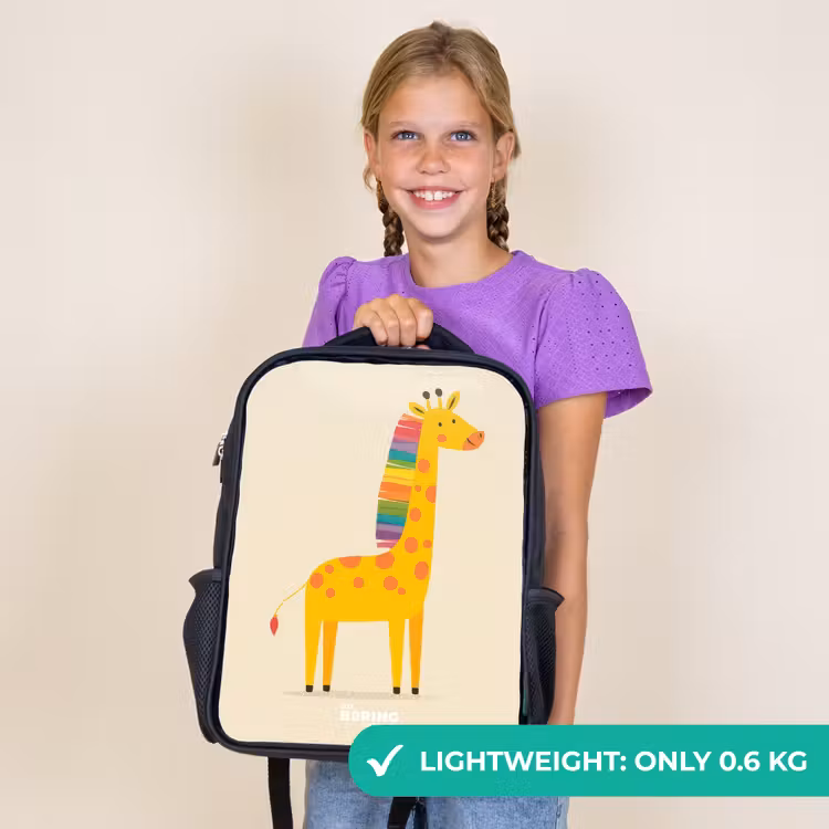 Kids backpack - Black - Giraffe - Animal - Colorful — 9