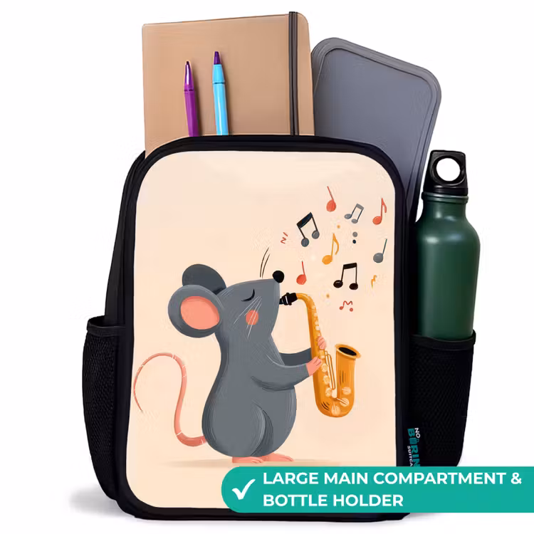 Kids backpack - Black - Mouse - Saxophone - Music — 10