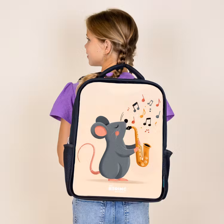 Kids backpack - Black - Mouse - Saxophone - Music — 4