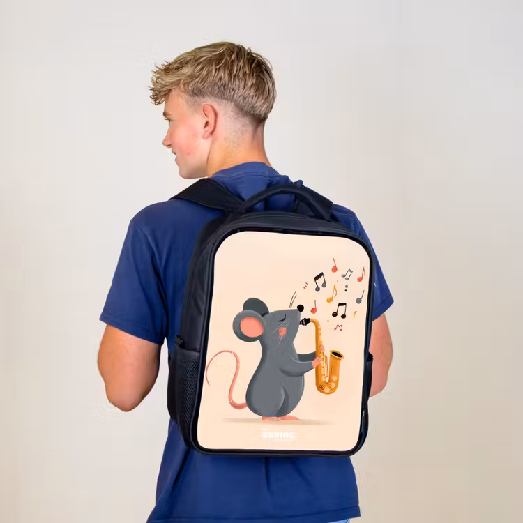 Kids backpack - Black - Mouse - Saxophone - Music — 5