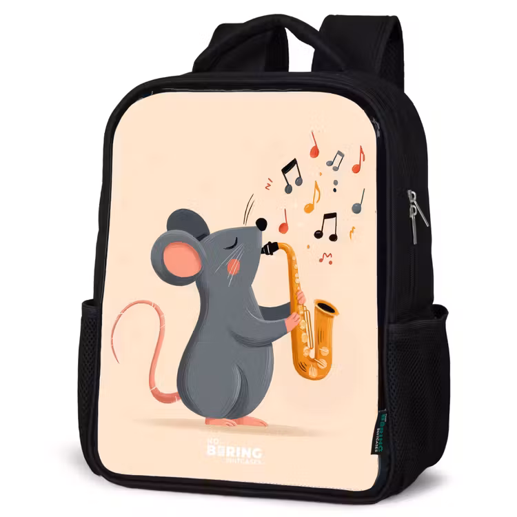 Kids backpack - Black - Mouse - Saxophone - Music — 6