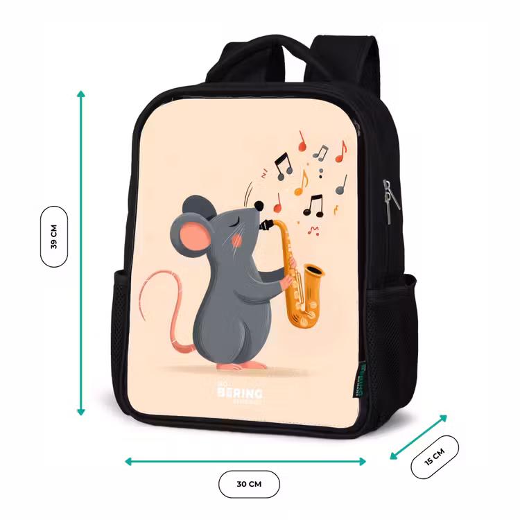 Kids backpack - Black - Mouse - Saxophone - Music — 8