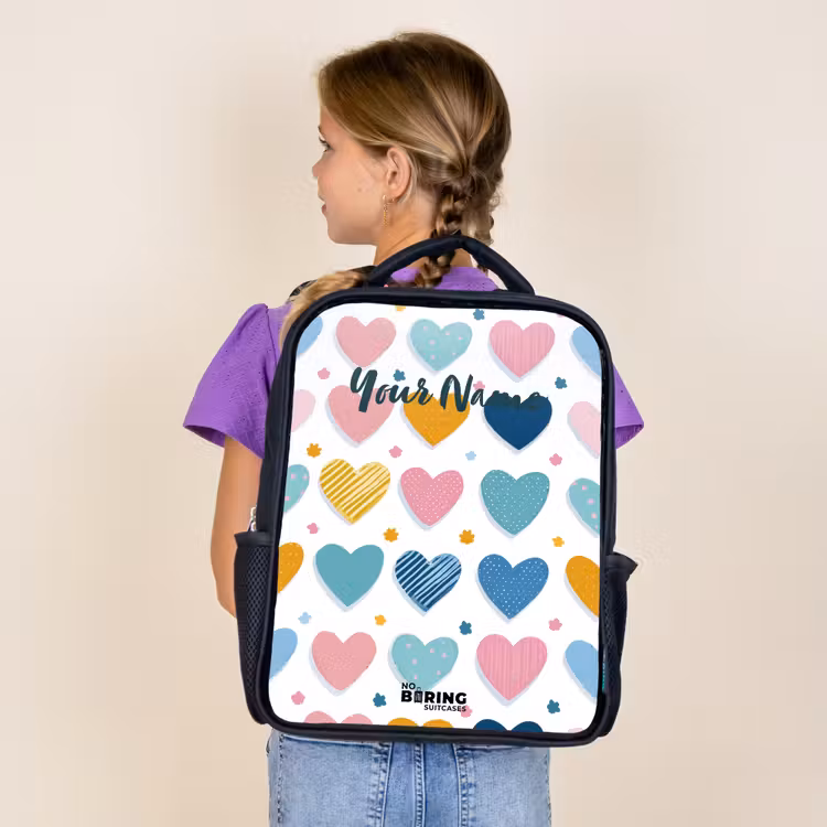 Kids backpack - Black - Heart pattern — 4