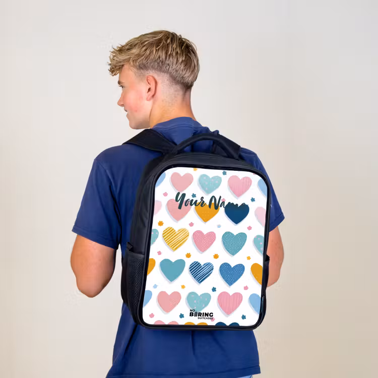 Kids backpack - Black - Heart pattern — 5