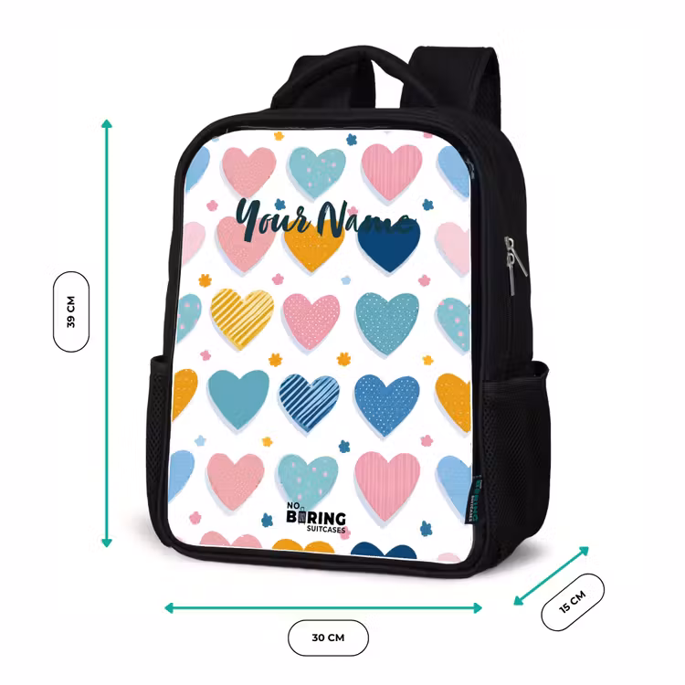 Kids backpack - Black - Heart pattern — 8