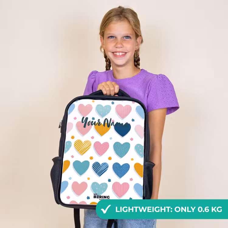 Kids backpack - Black - Heart pattern — 9