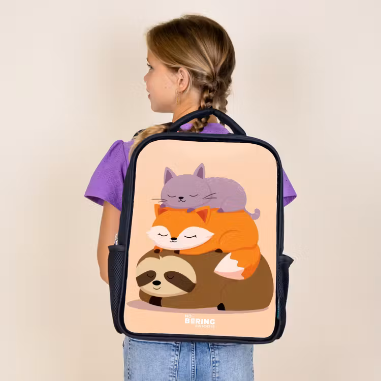 Kids backpack - Black - Animals - Sleep - Together — 4