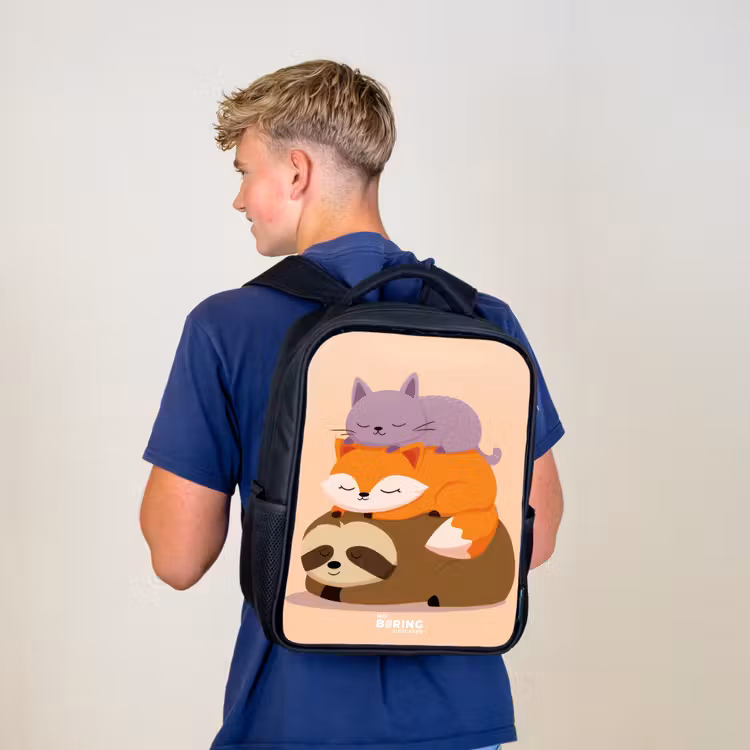 Kids backpack - Black - Animals - Sleep - Together — 5