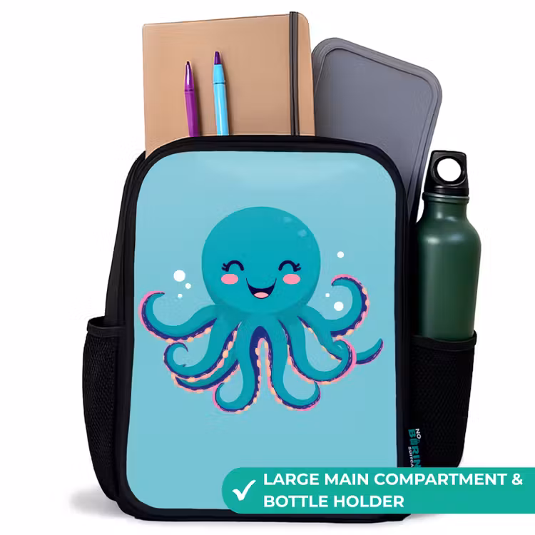 Kids backpack - Black - Octopus - Water - Blue — 10