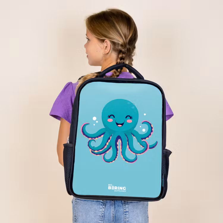 Kids backpack - Black - Octopus - Water - Blue — 4