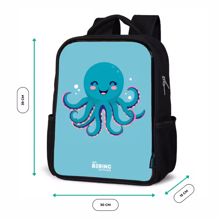 Kids backpack - Black - Octopus - Water - Blue — 8