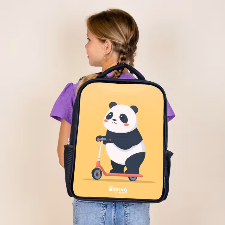 Kids backpack - Black - Panda - Step - Yellow — 4