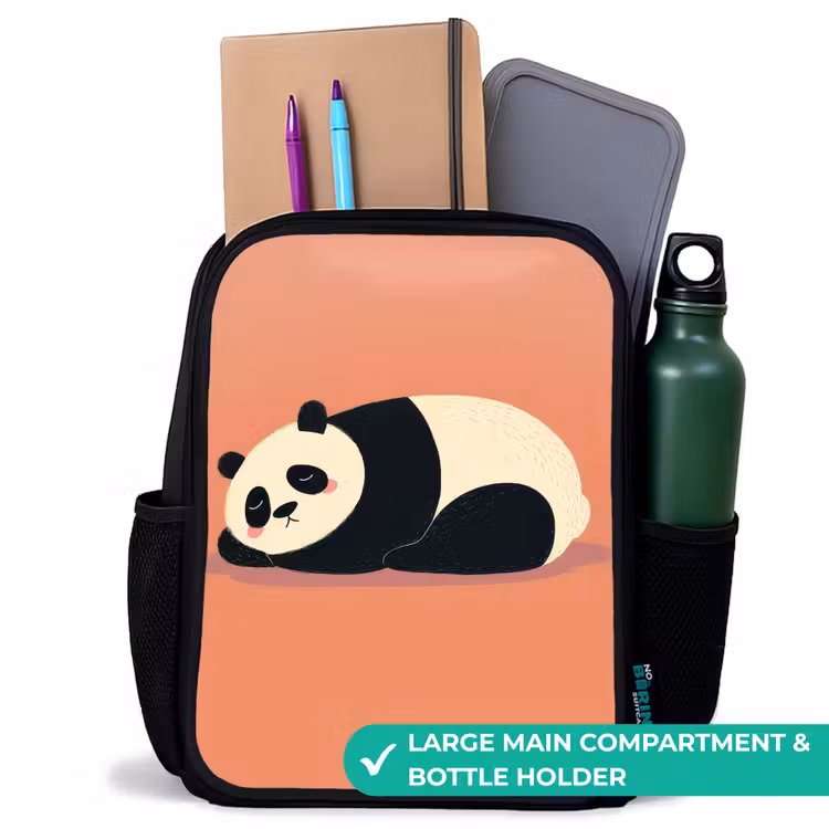 Kids backpack - Black - Panda - Sleeping - Orange — 10