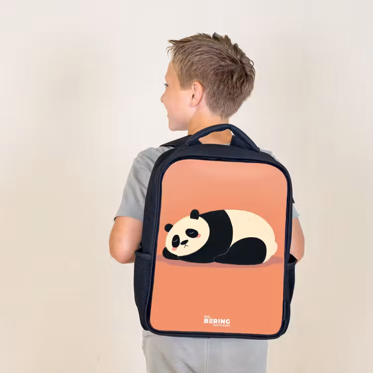 Kids backpack - Black - Panda - Sleeping - Orange — 2