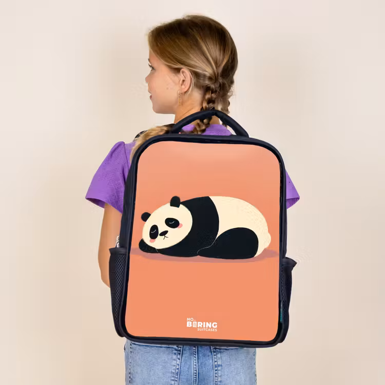 Kids backpack - Black - Panda - Sleeping - Orange — 4