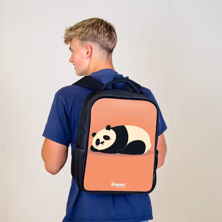 Kids backpack - Black - Panda - Sleeping - Orange — 5