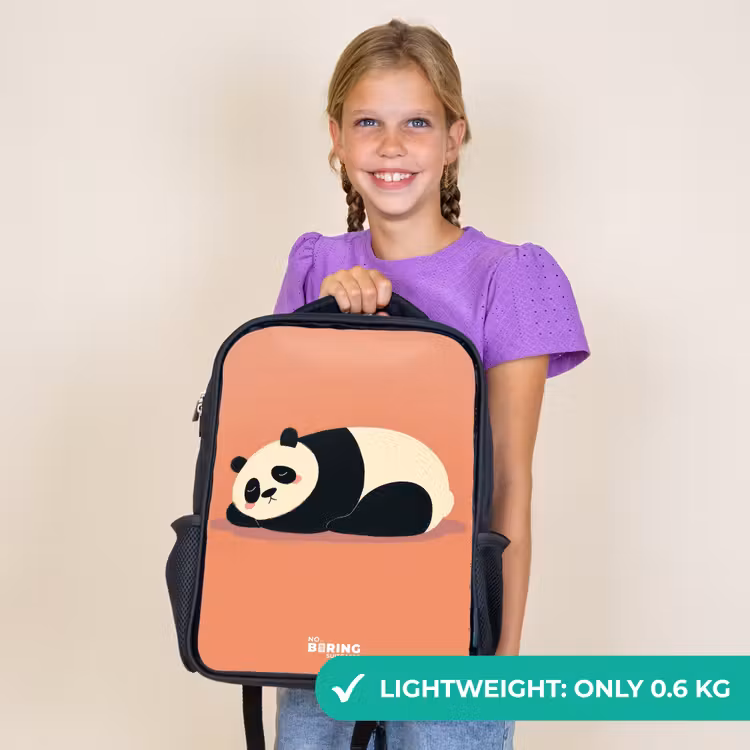 Kids backpack - Black - Panda - Sleeping - Orange — 9