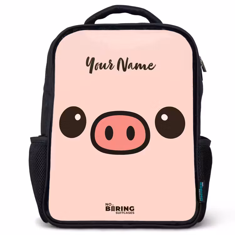 Kids backpack - Black - Kawai - Pig - Pink — 1