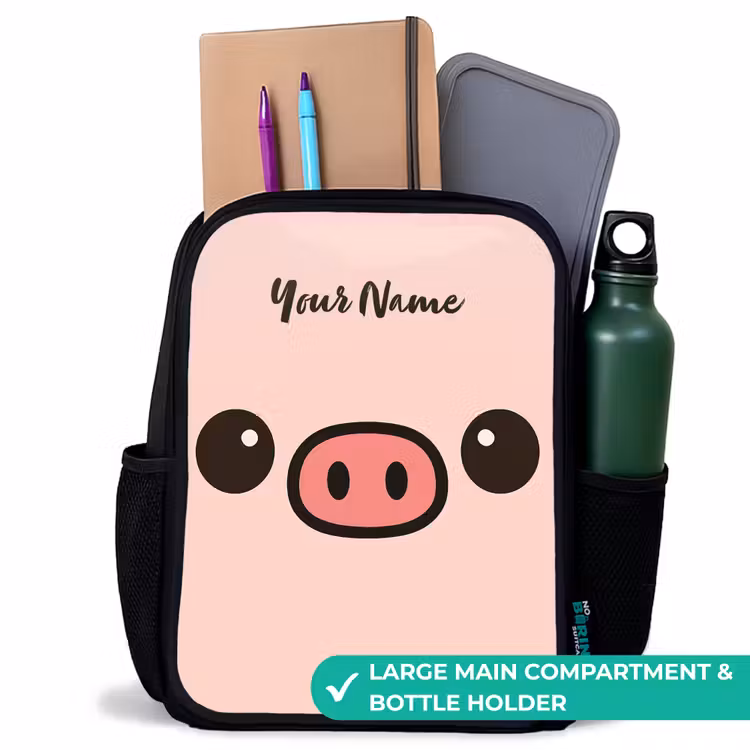 Kids backpack - Black - Kawai - Pig - Pink — 10