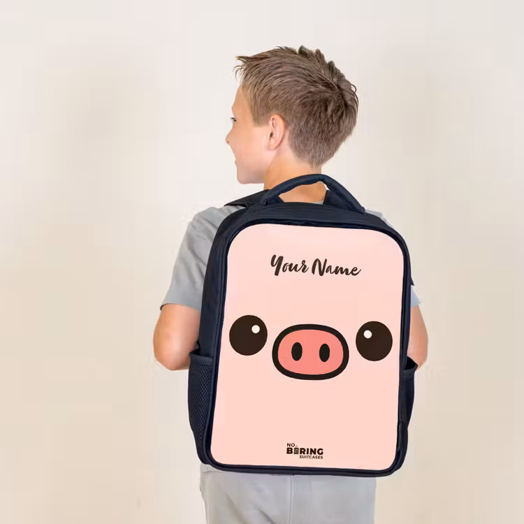 Kids backpack - Black - Kawai - Pig - Pink — 2