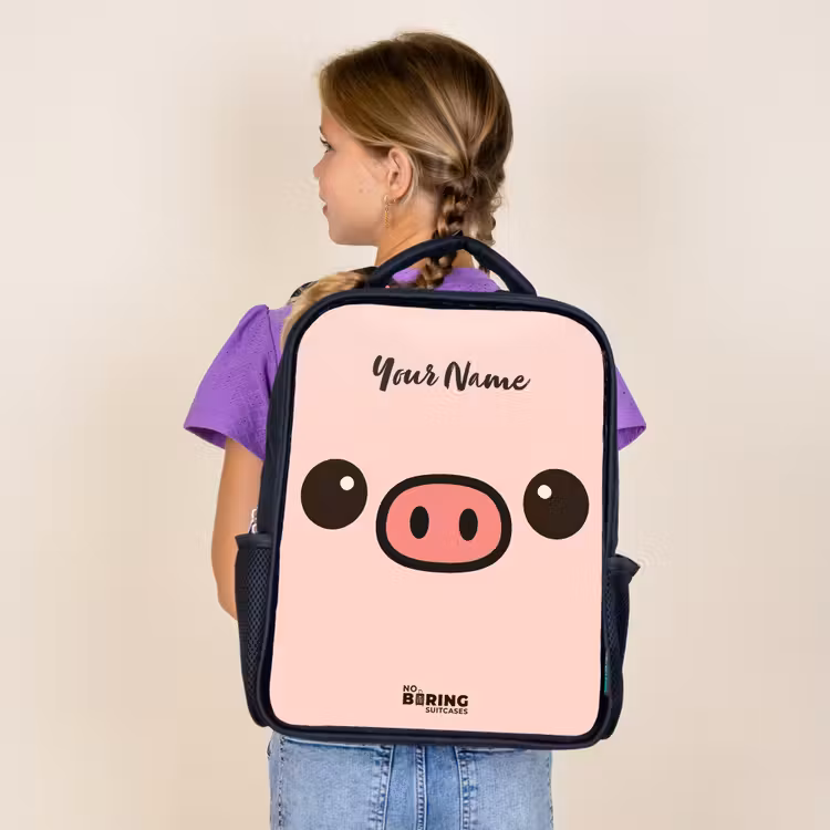 Kids backpack - Black - Kawai - Pig - Pink — 4