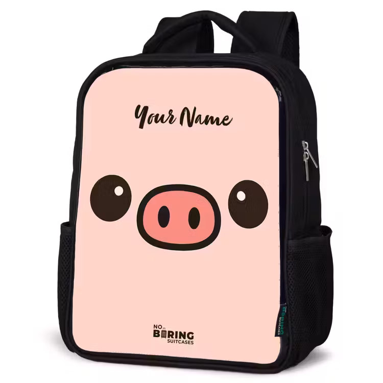 Kids backpack - Black - Kawai - Pig - Pink — 6