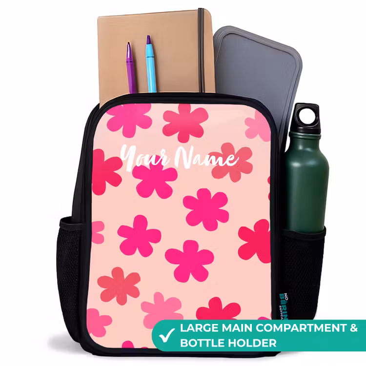Kids backpack - Black - Pink flowers — 10