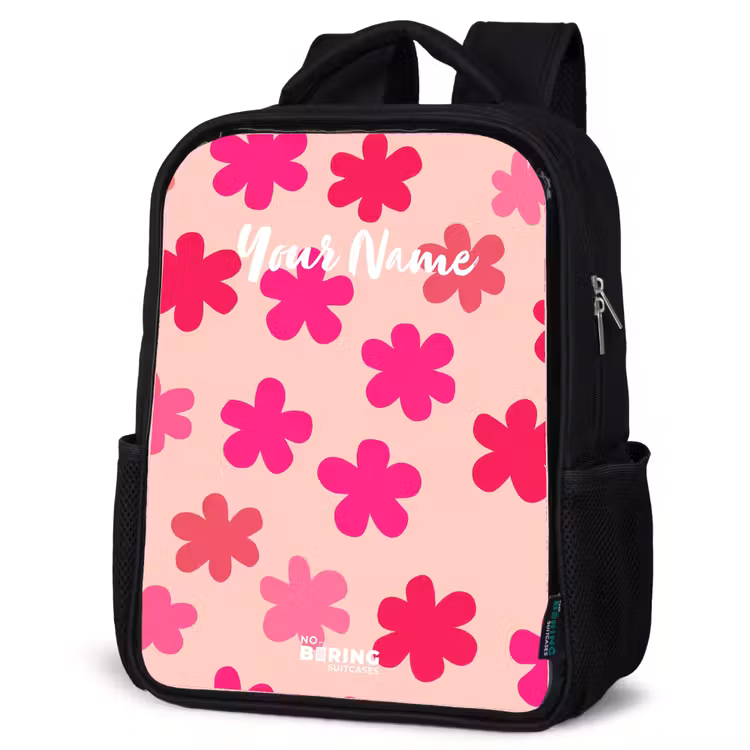 Kids backpack - Black - Pink flowers — 6