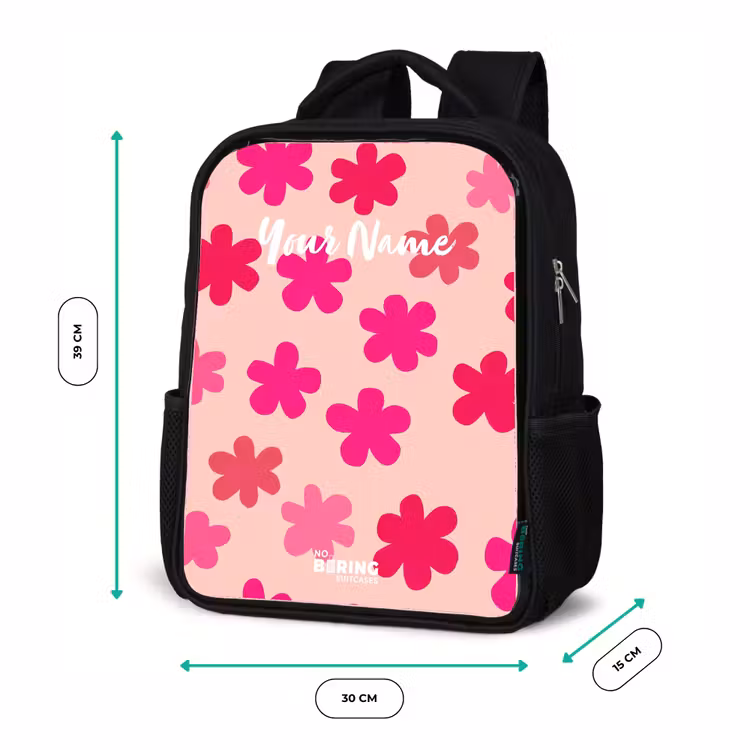 Kids backpack - Black - Pink flowers — 8
