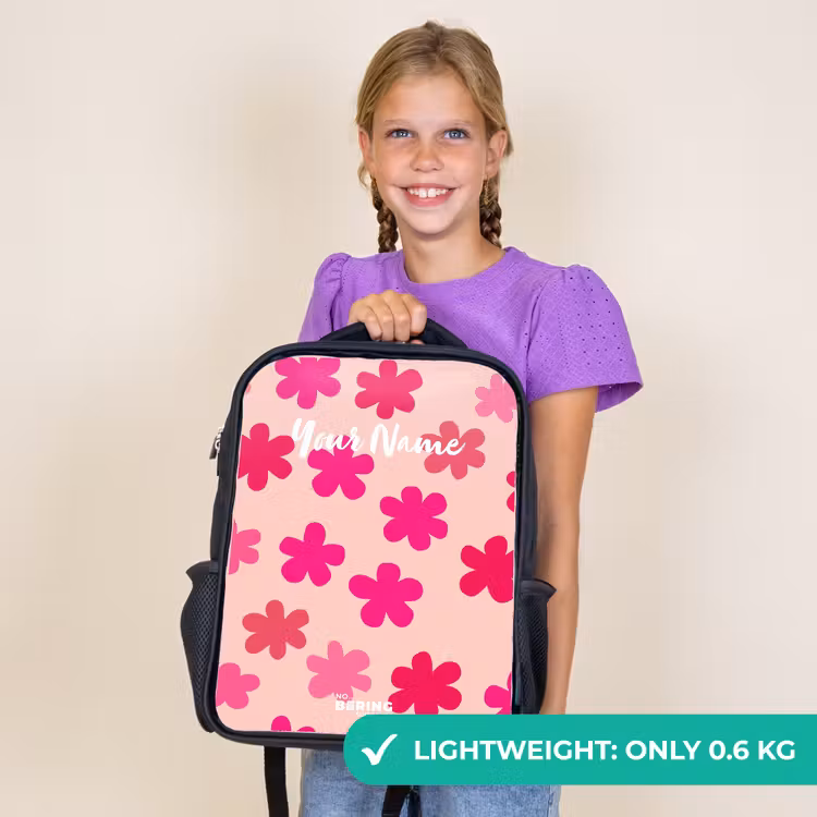 Kids backpack - Black - Pink flowers — 9