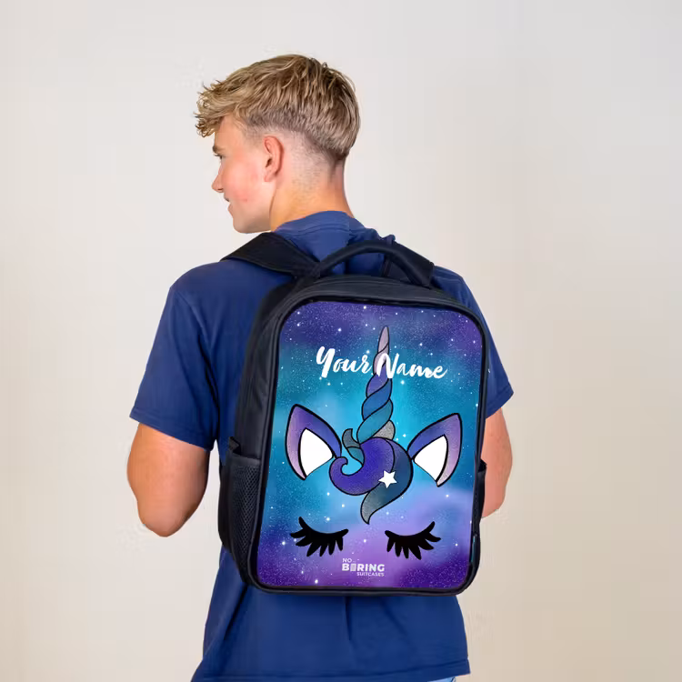 Kids backpack - Black - Purple unicorn — 5